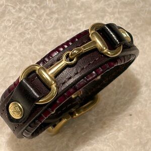 Free with bundle 🎁 Leather Equestrian Bit Bracelet Brass Tone Buckle Adjustable